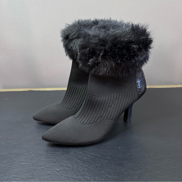 Adrienne Vittadini Shoes - ADRIENNE VITTADINI Nano Cuff Stretch Cozy Faux Fur Booties